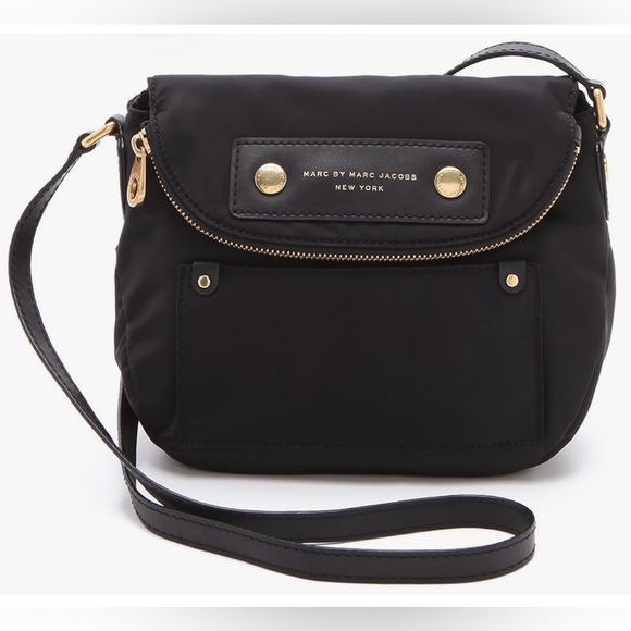MARC JACOBS, Black Preppy Nylon Mini Natasha Crossbody Messenger Bag, EUC - Picture 1 of 16